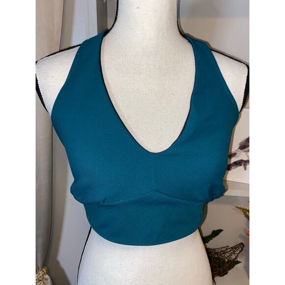 Free People FP Movement size Large Teal Halter Style Sports Bra GUC - Picture 1 of 11